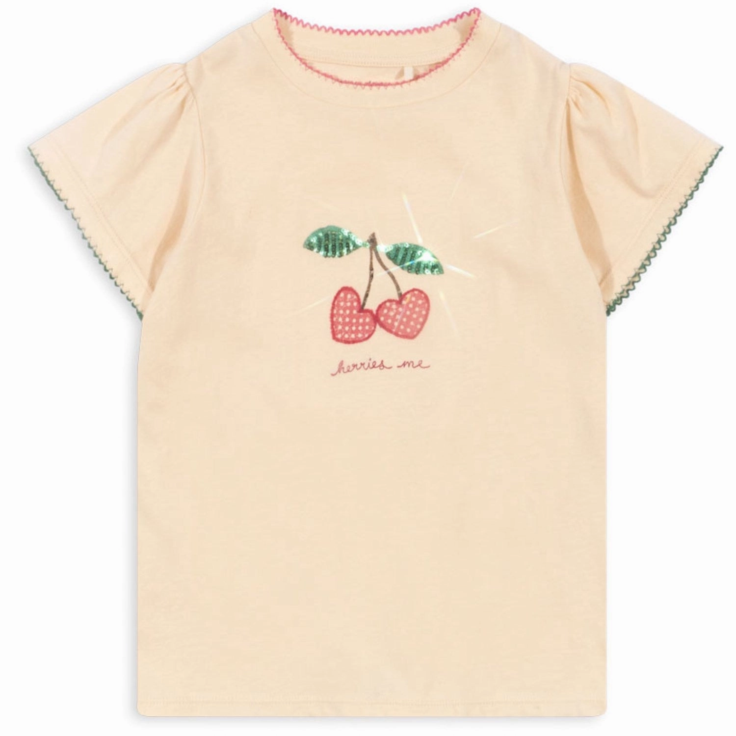 Konges Sl?jd Ecru Famo Puff Tee Gots Wide Neck Opening Light Fit Wear