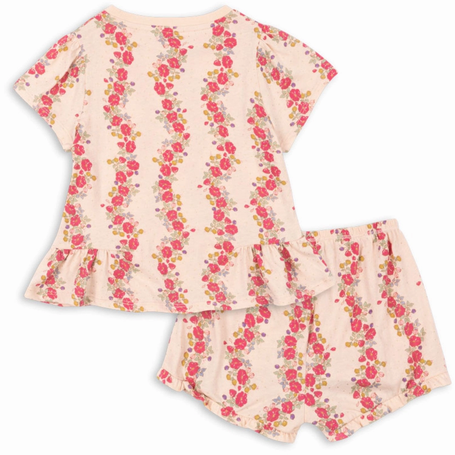 Wrinkle Resistant Texture Konges Sl?jd Floria Pink Famo Frill Set Gots