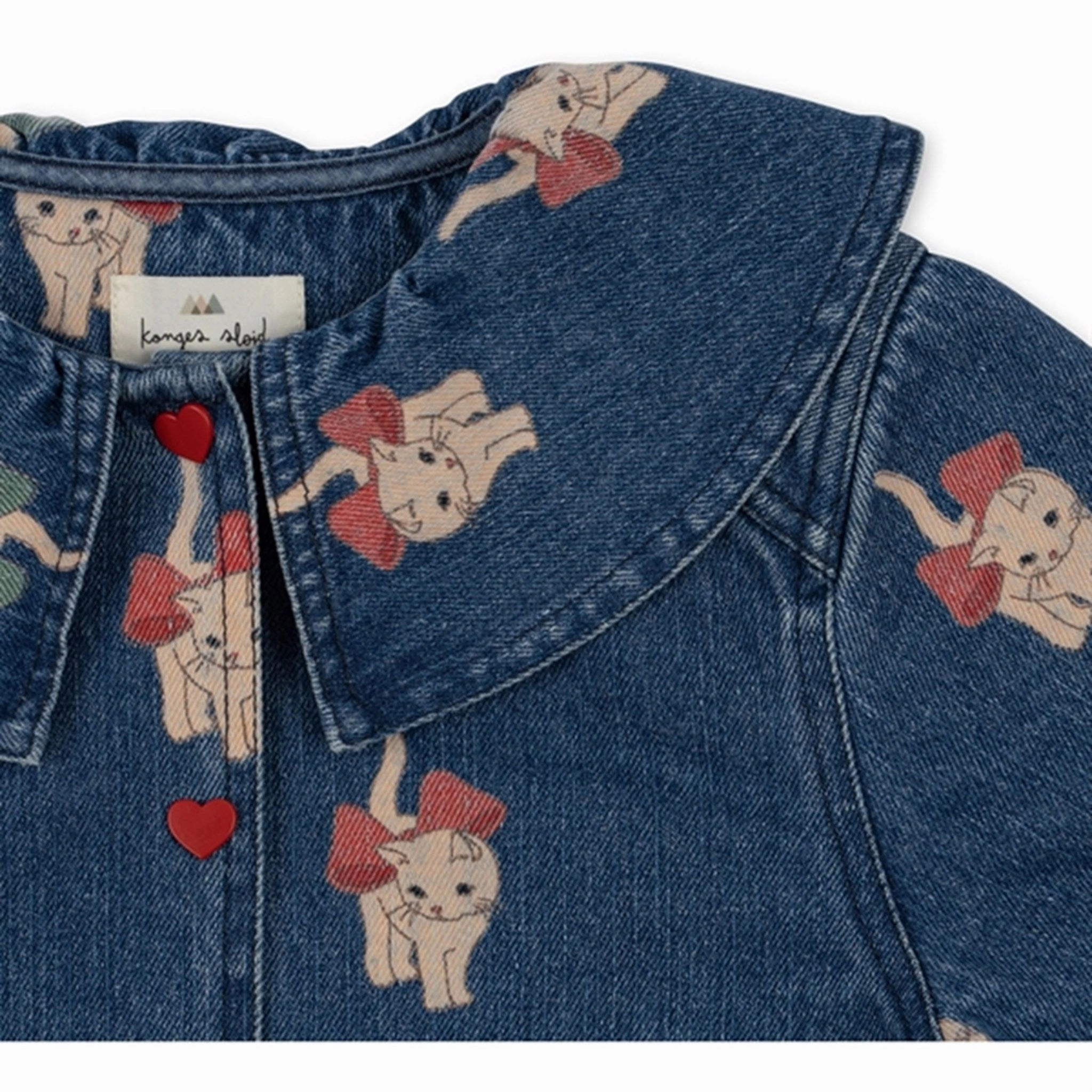 Bold Statement Classic Style Konges Sl?jd Kitty Bow Magot Denim Shirt