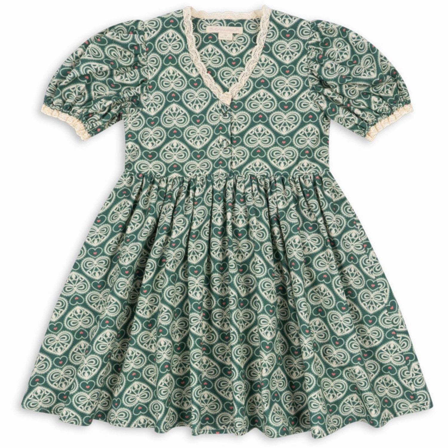 Trendy Silhouette Konges Sl?jd Lacy Green Coeur Lace Dress Gots