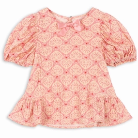 Konges Sl?jd Lacy Pink Ava Ss Blouse Gots Lightweight Construction