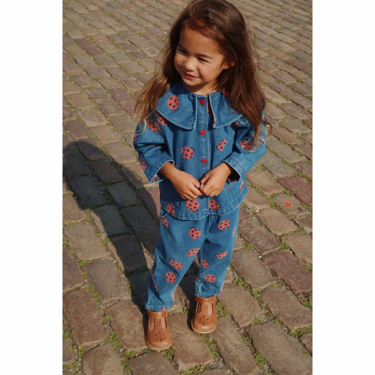 Konges Sl?jd Ladybug Magot Ladybug Denim Shirt Gots Smooth Zipper Design