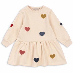 Social Ease Quick-Dry Konges Sl?jd Multi Heart Lou Terry Sweat Dress Ocs