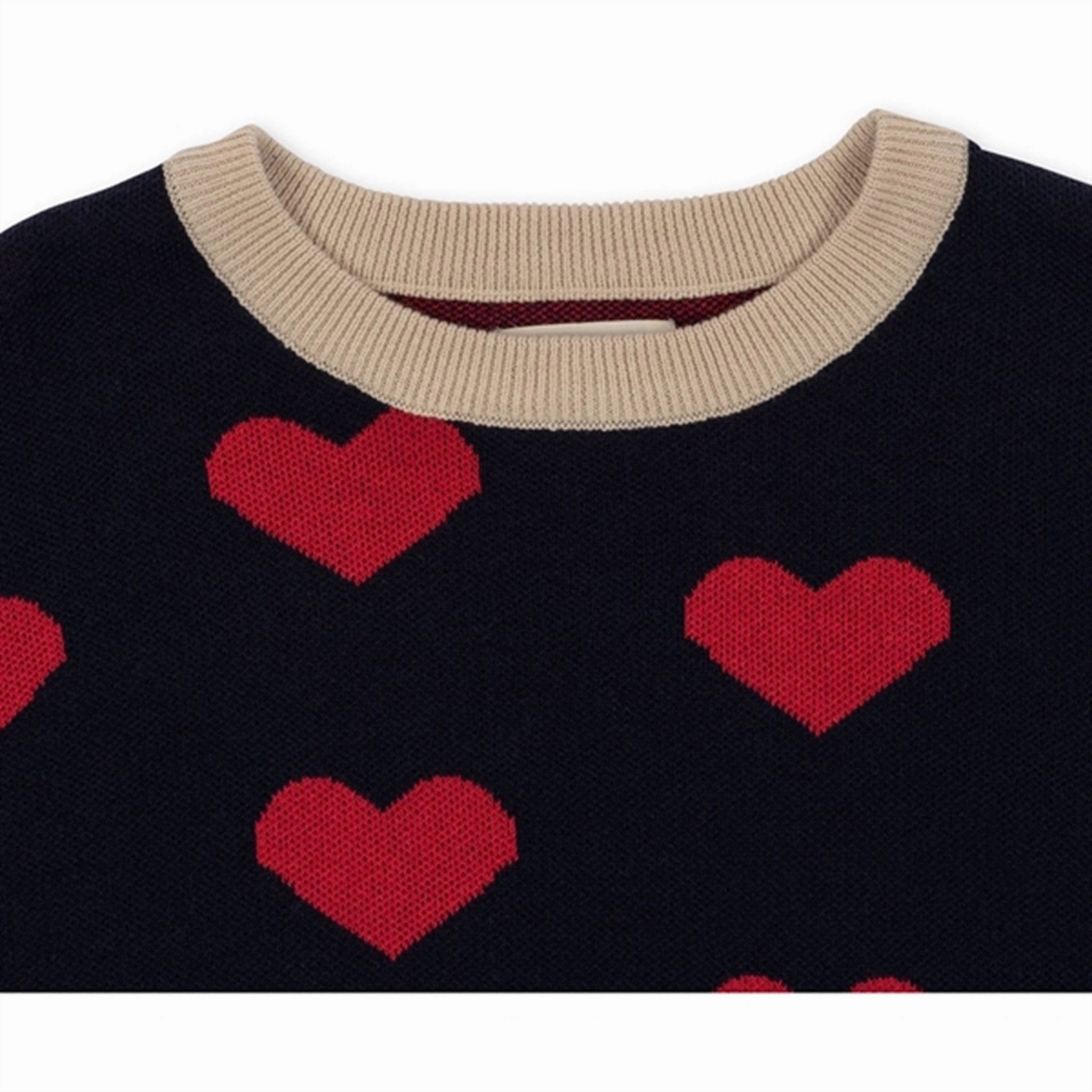 Full Coverage Collared Konges Sl?jd Navy Heart Lapis Knit Dress