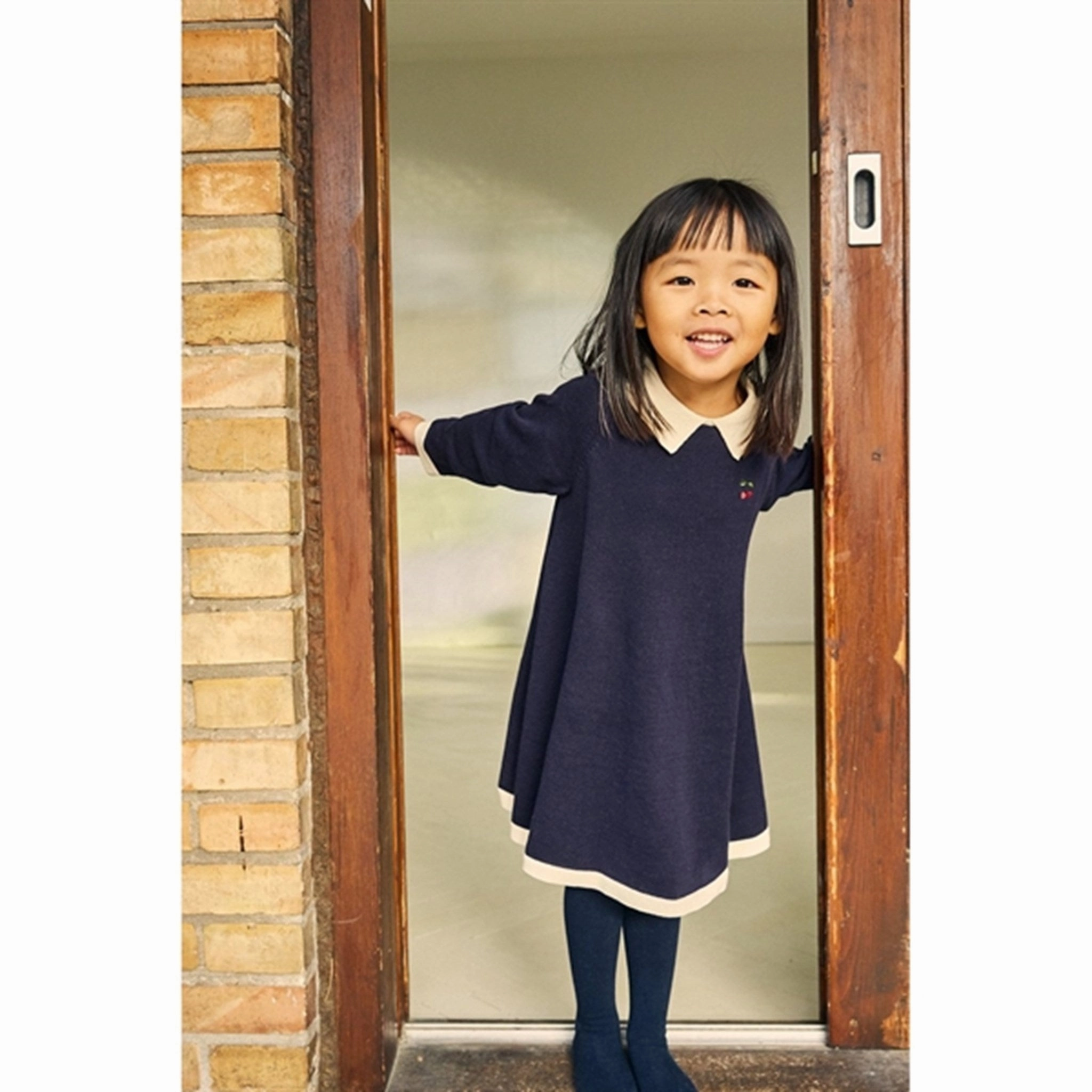 Konges Sl?jd Navy Venton Knit Dress DoubleLayeredMaterial