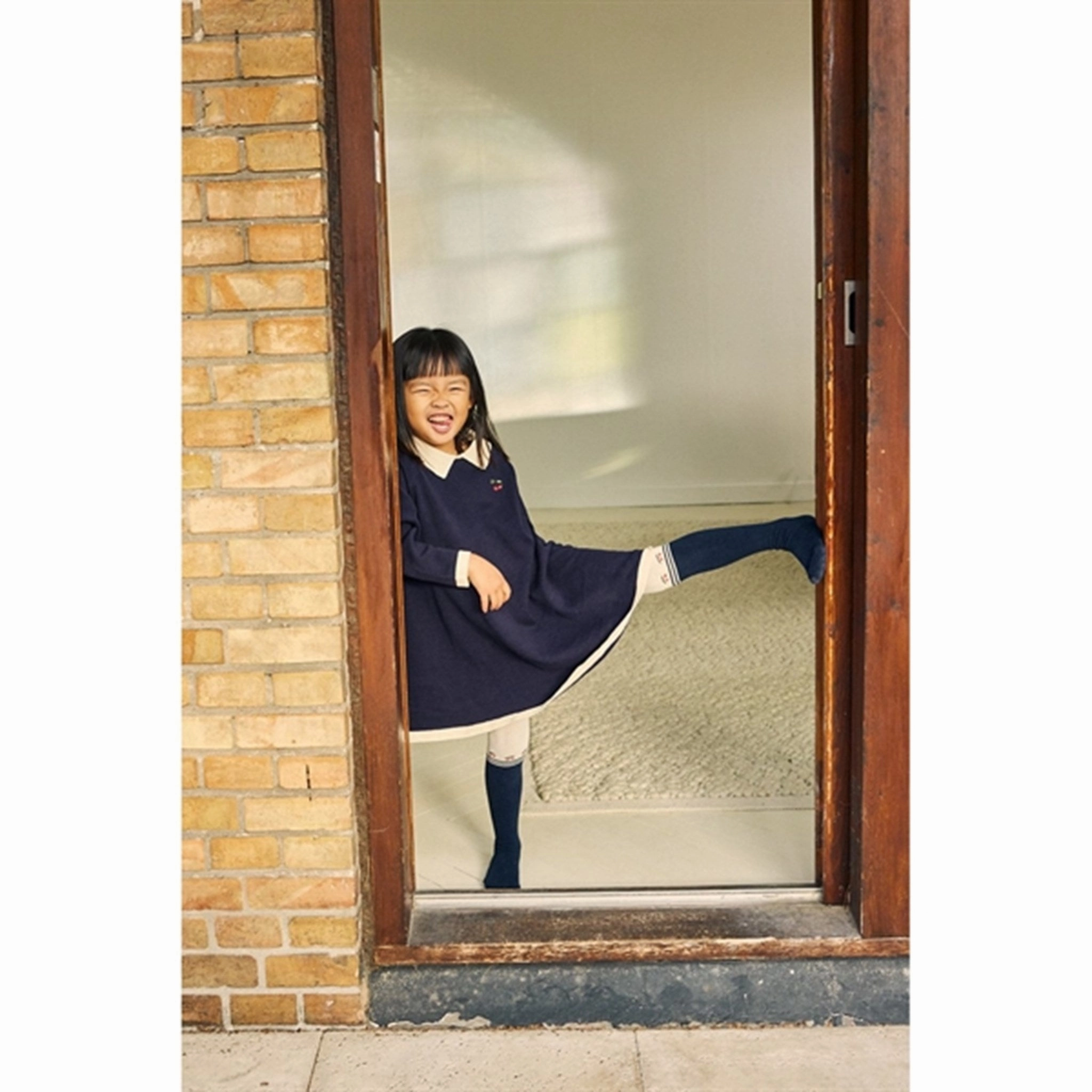 Konges Sl?jd Navy Venton Knit Dress Chic formal attire Full Coverage