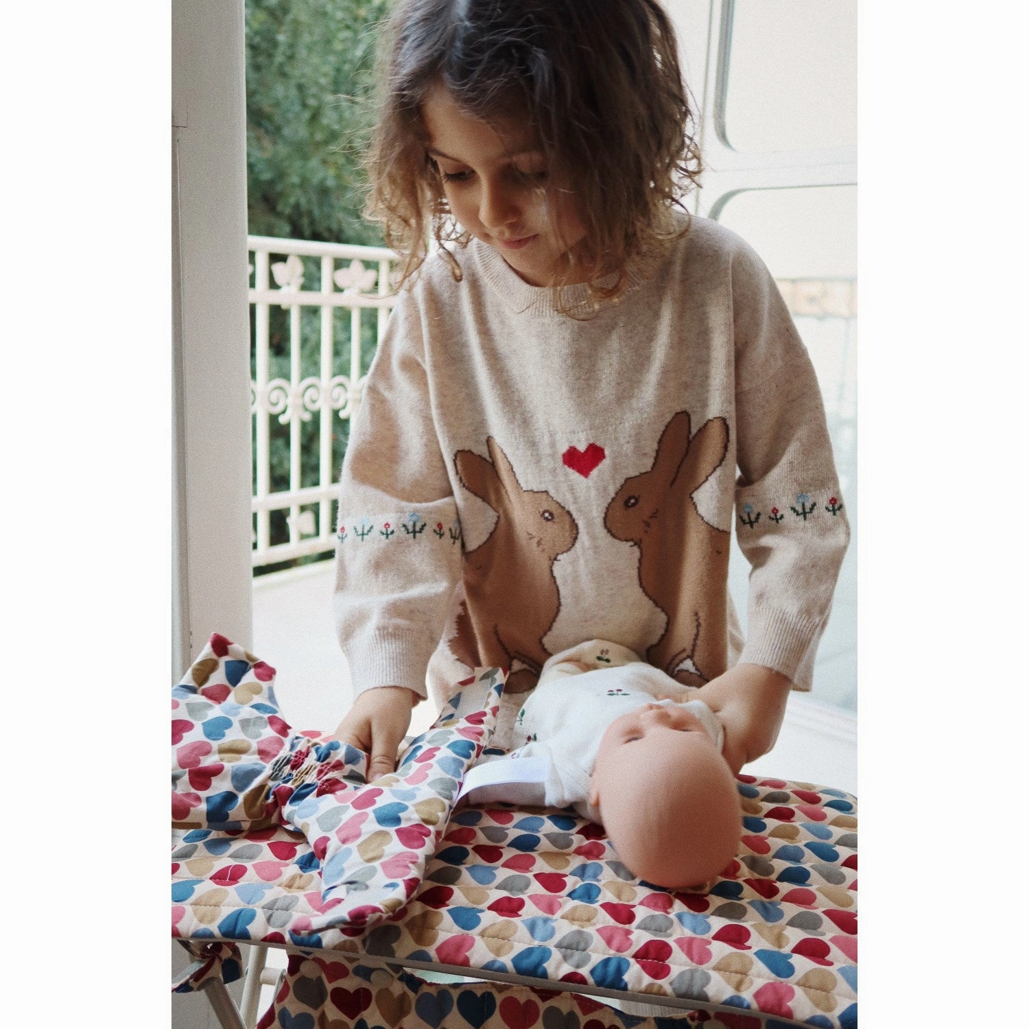 Konges Sl?jd Off White Melange Eli Knit Dress V Neckline Low Key