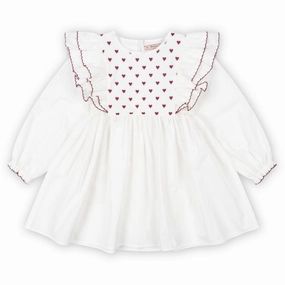Konges Sl?jd Pure White Coeur Dress Gots Color Glow Mesh-Sleeve