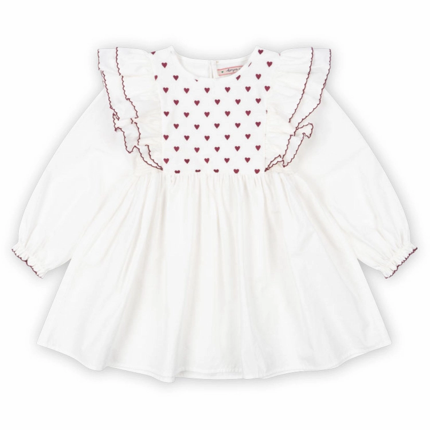 Konges Sl?jd Pure White Coeur Dress Gots Color Glow Mesh-Sleeve