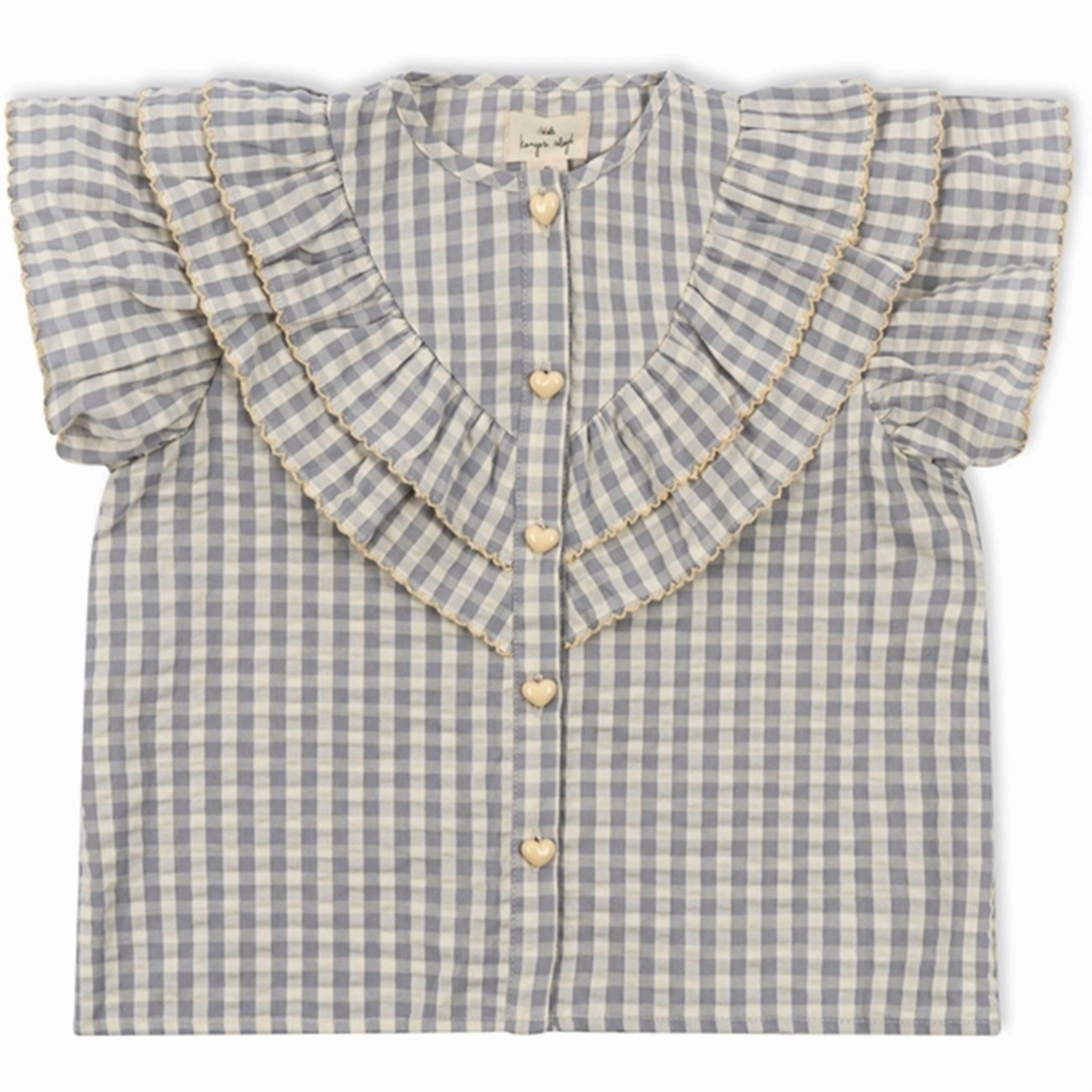 Premium Pima Cotton Eco Friendly Dye Konges Sl?jd Sleet Check Kim Frill Shirt