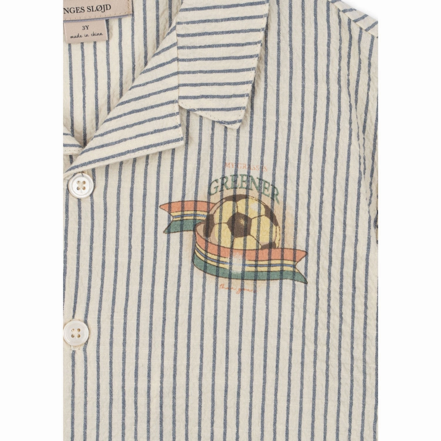 Konges Sl?jd Stripe Bluie Elliot Ss Shirt Gots Matte Finish Fitted Cut