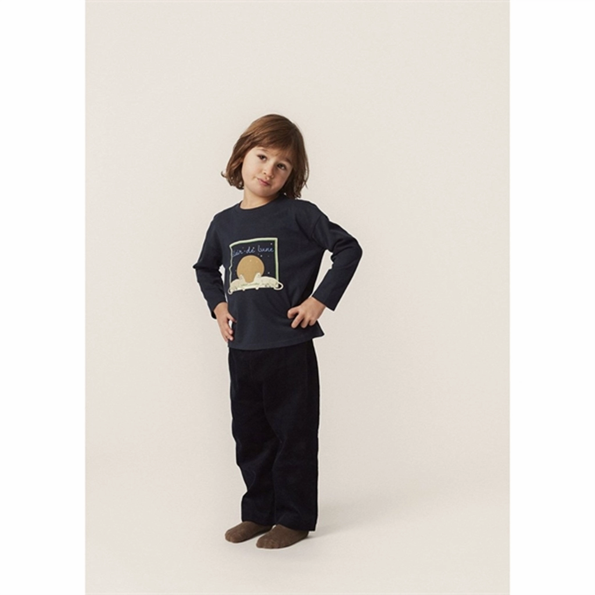 Konges Sl?jd Total Eclipse Cosy Bluse Floral Motif Ribbed Trim