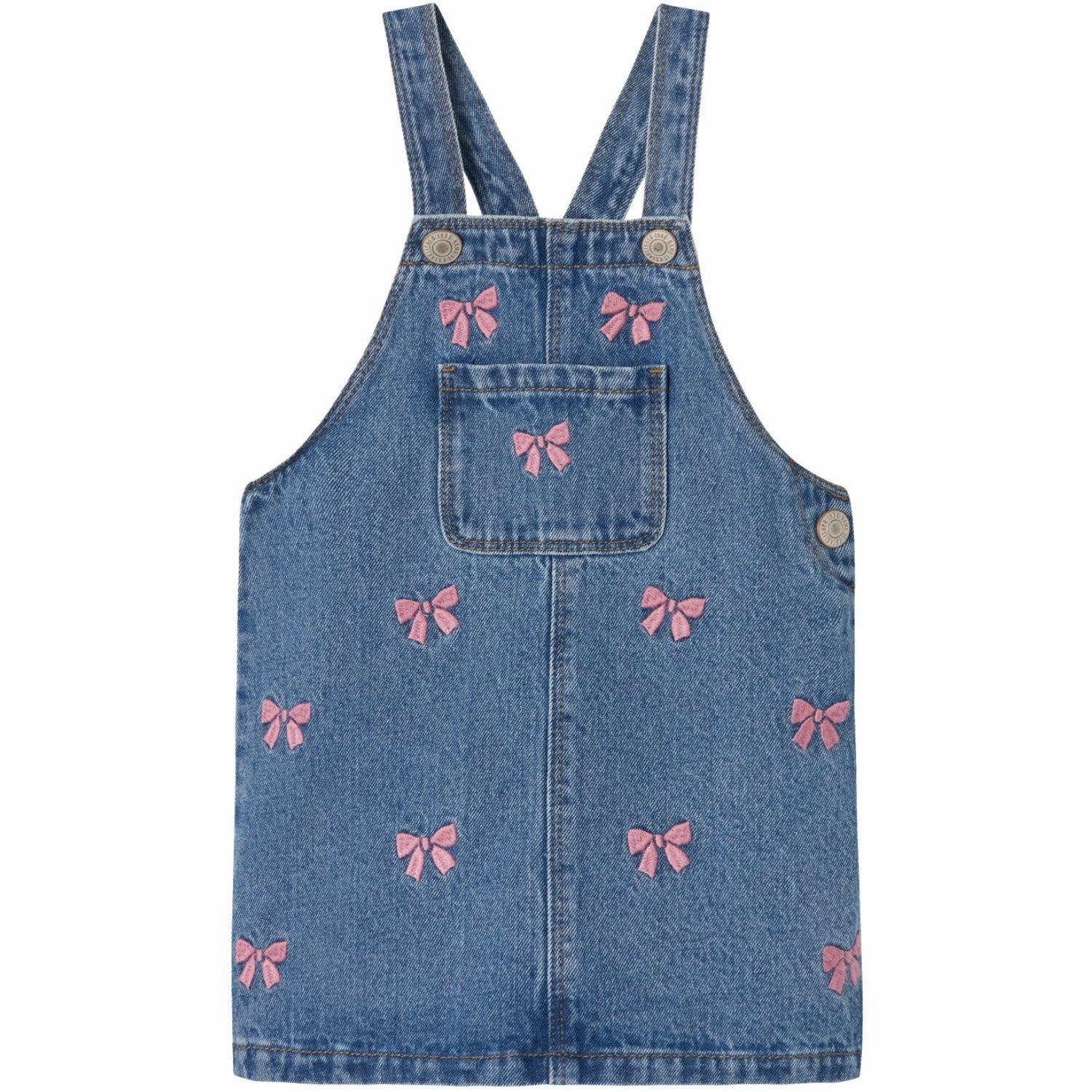 Name It Medium Blue Denim Conny Embroidery Denim Spencer Dress Sleek Texture
