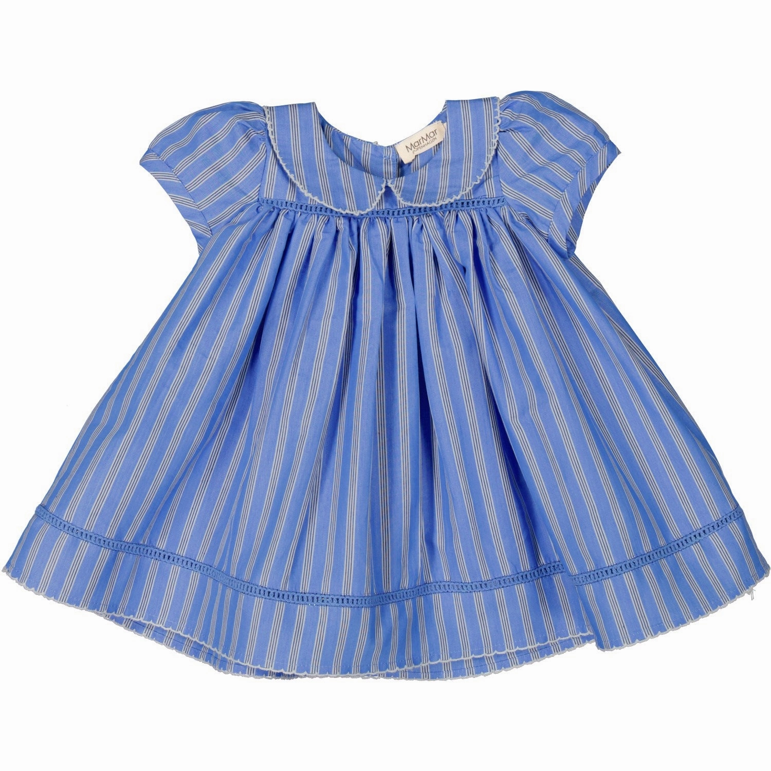 MarMar Smooth Cotton Cornflower Stripe Dulla Dress Evening Glow Office Mood