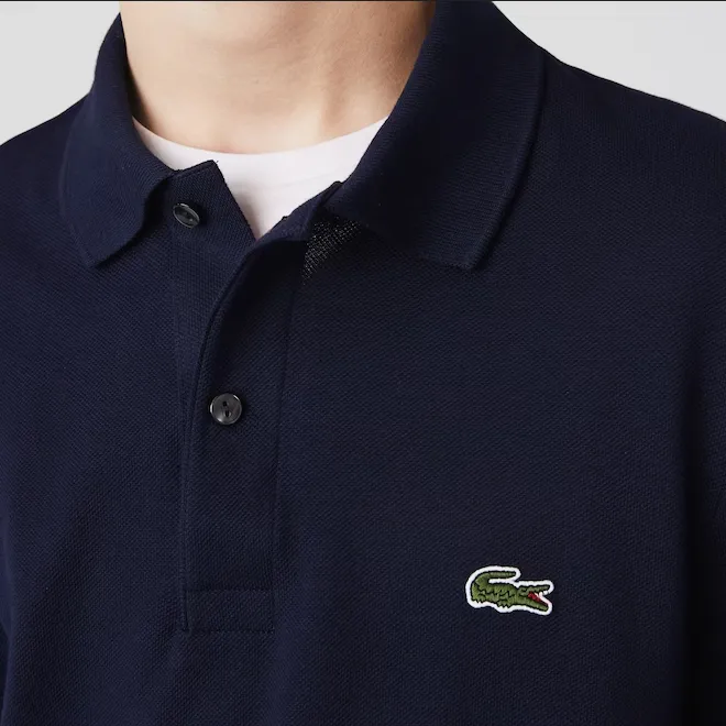 Breathable Stretch Durable Fabric Lacoste Polo da uomo manica lunga in pitit piqu?? tinta unica YH9521 00 166 blu navy