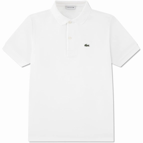 LACOSTE Blanc Non-Organic Petit Pique Polo Soft Collar Construction PreShrunk Cotton Blend