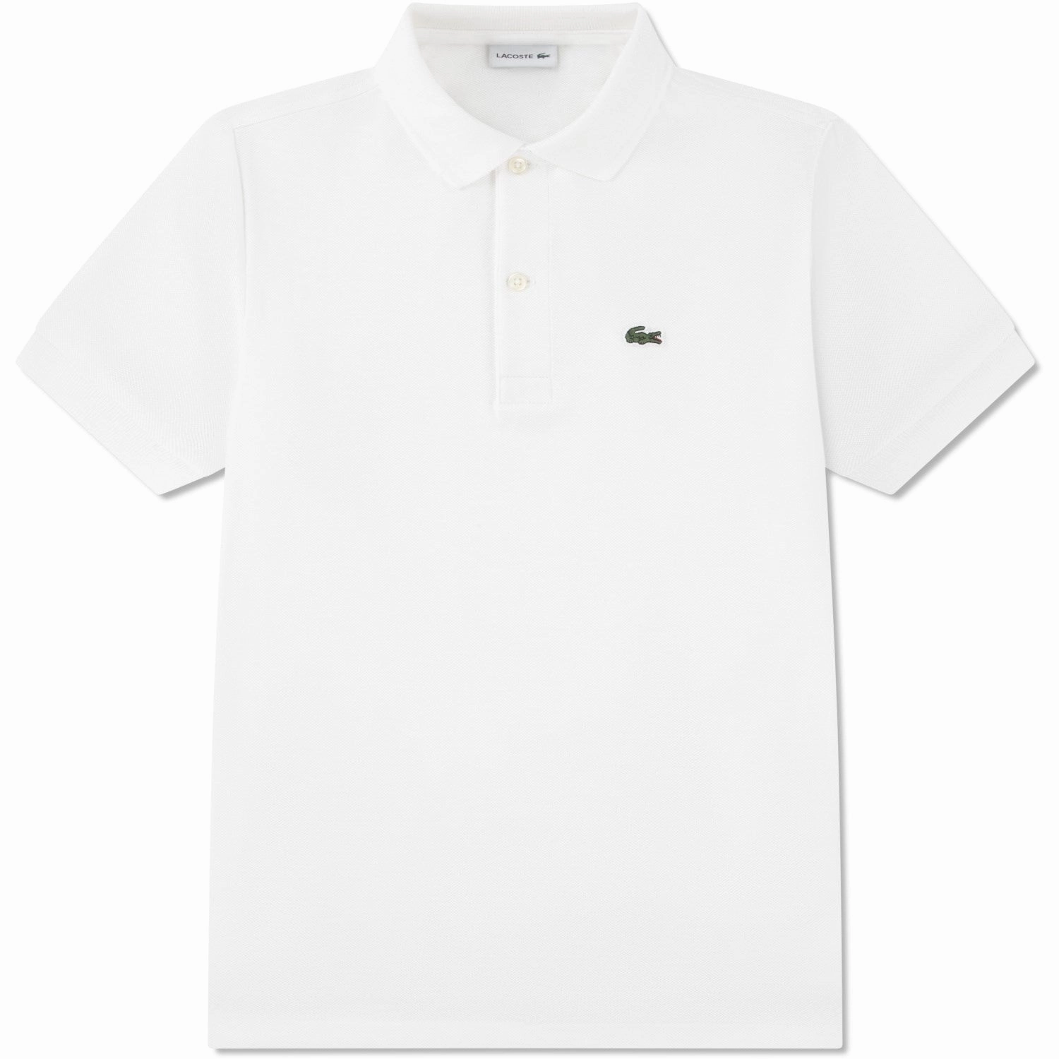 NonRestrictive Shoulder Design LACOSTE Blanc Non-Organic Petit Pique Polo