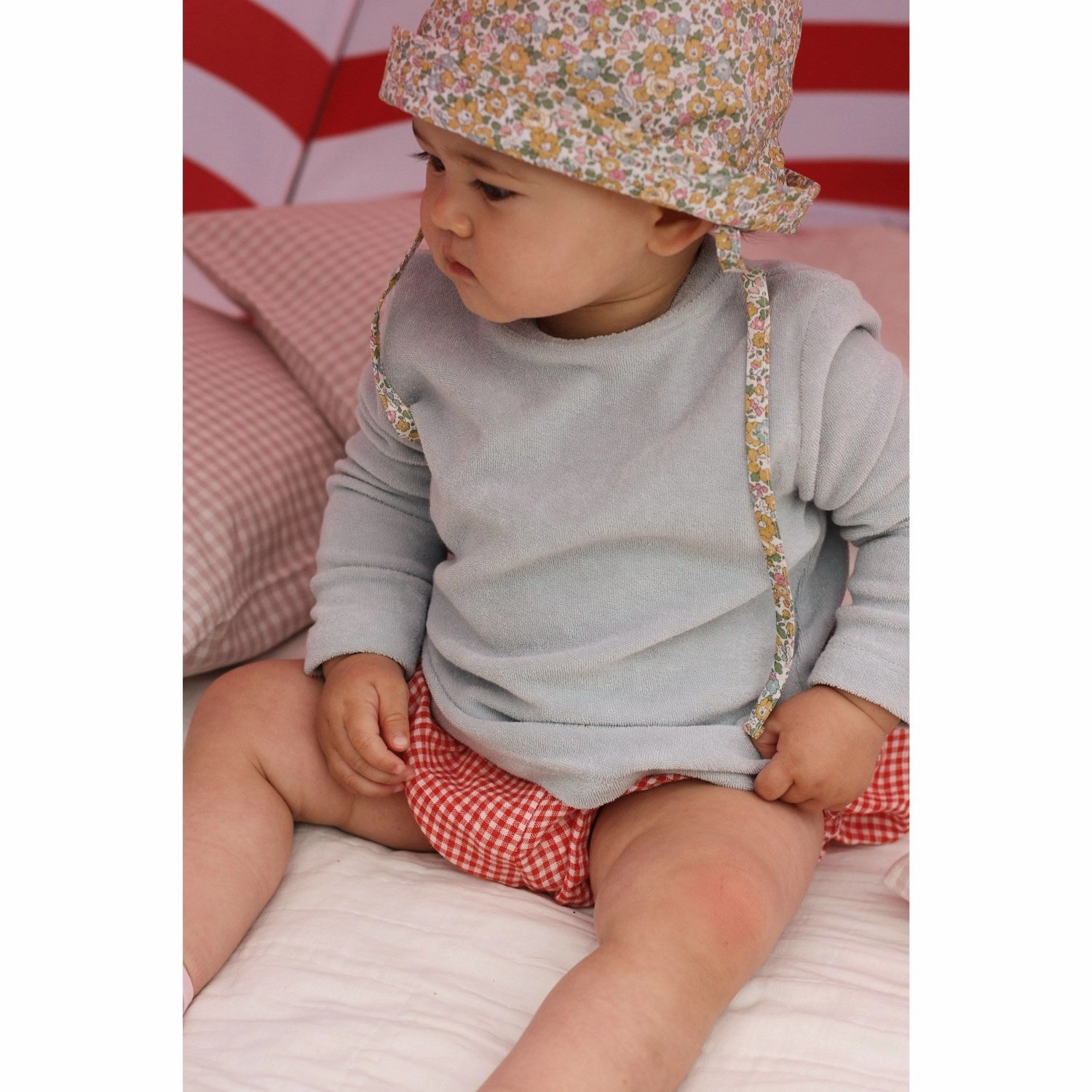 Contrast Stitch Comfort Stretch Lalaby Barely Blue Elo Blouse