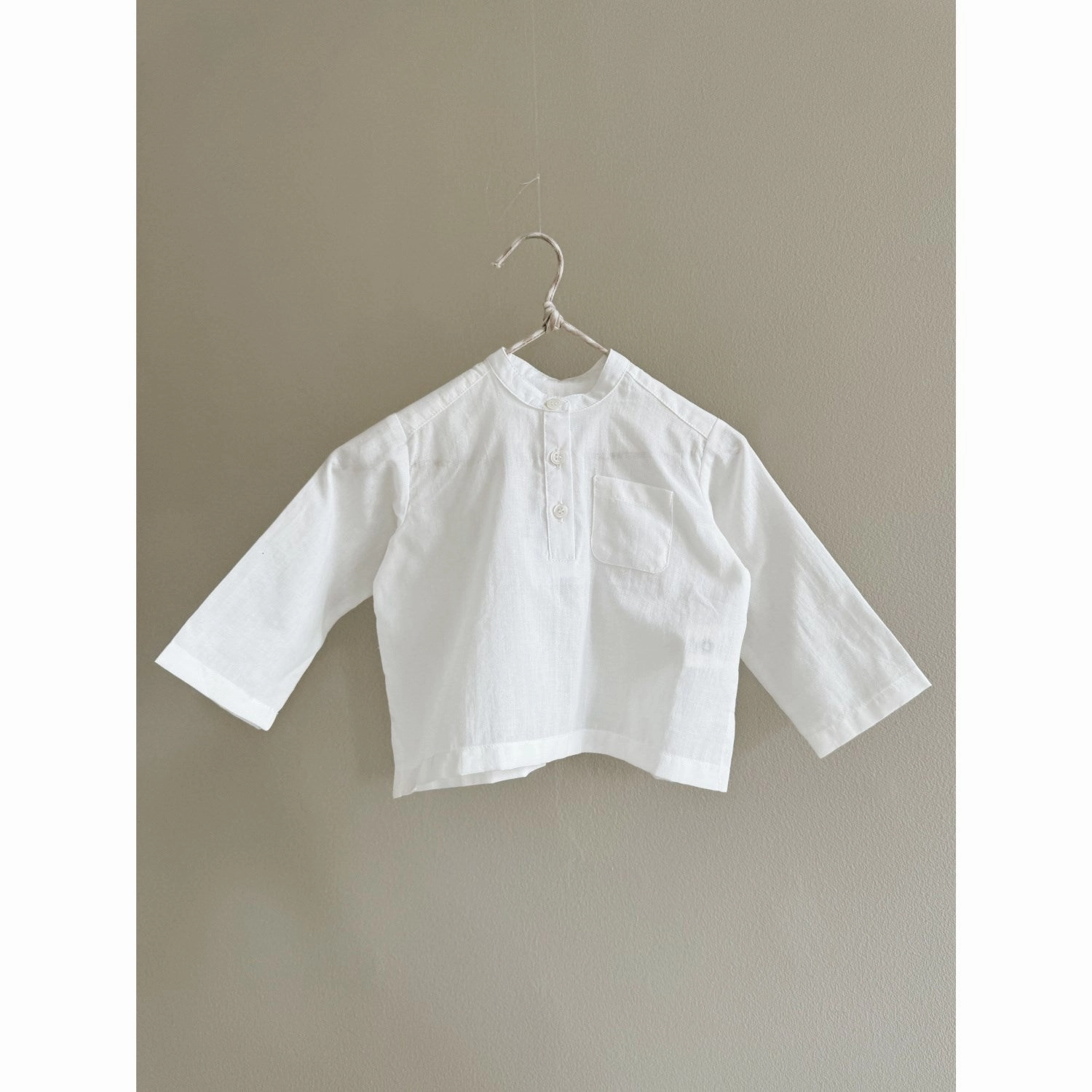 Lalaby Carlton Shirt Baby - White Hidden Placket Double Stitched Hems