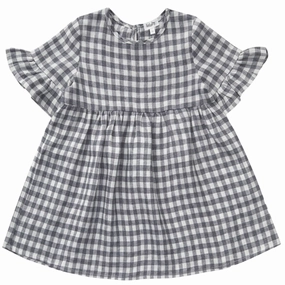 Piped-Edge Casual Feel lalaby Elephant Check Viola Dress