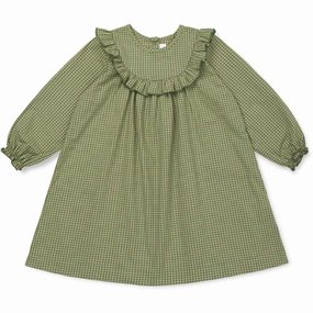 Lalaby Green Check Noey Dress Baby High-Neck Inner Feel