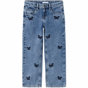 Name It Medium Blue Denim Bella Wide Jeans Festival Outfit Minimalist Style Eco Friendly Denim