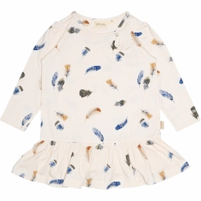 Street Casual Petit Piao? Feather Dress Gather Printed