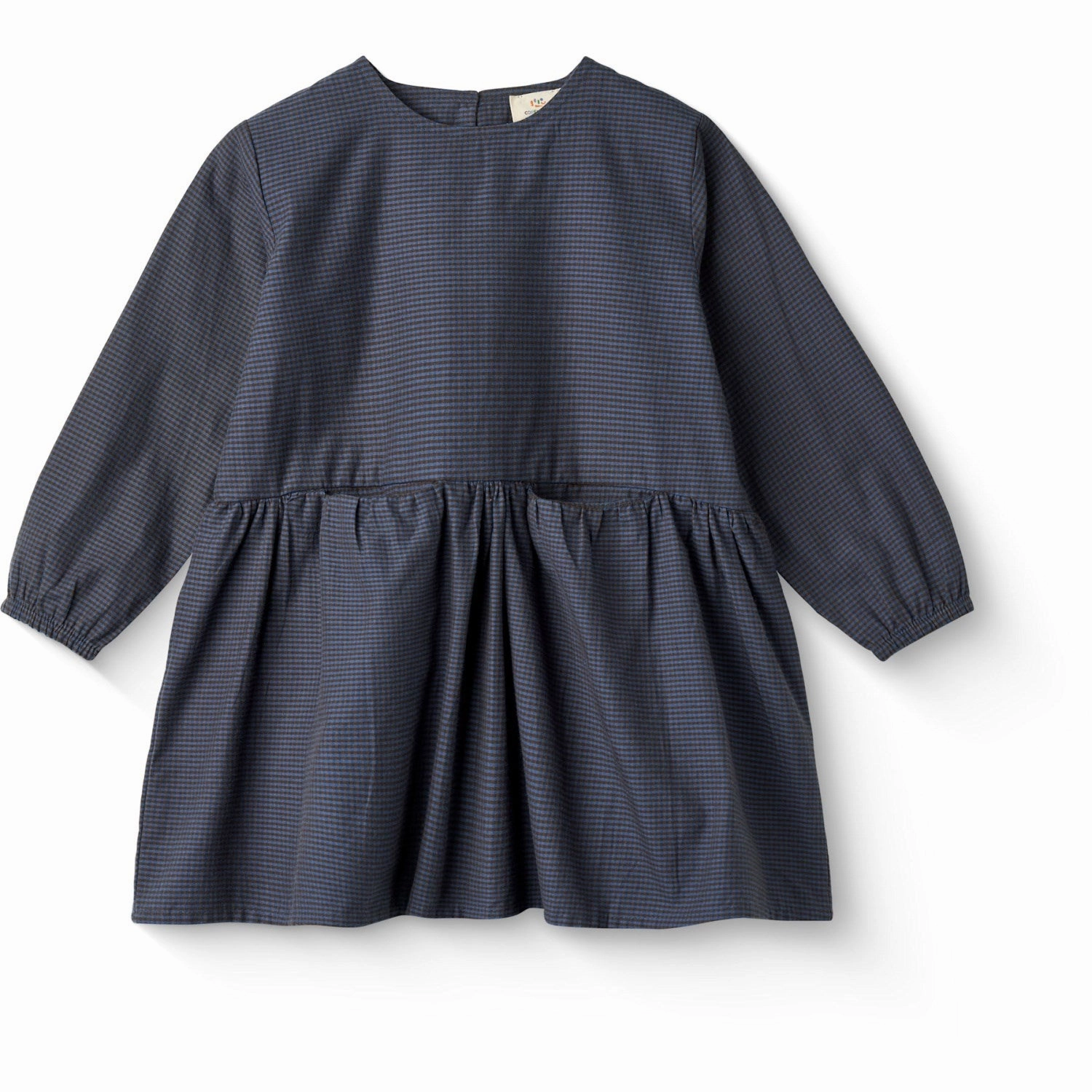 Simple formal dress COPENHAGEN COLORS Brown/Blue Check Comb. Checkered Dress W. Backside Bow