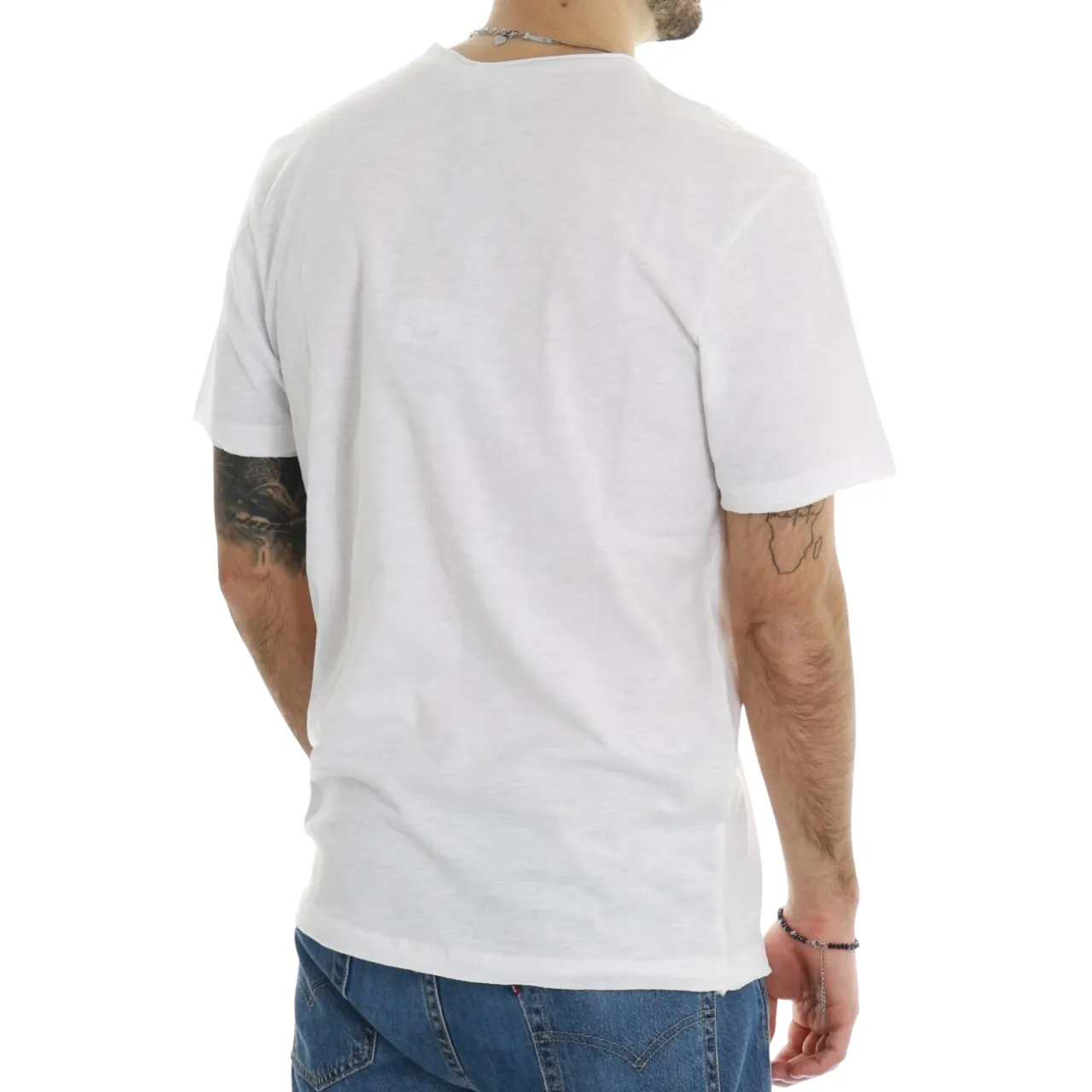 Trez maglia manica corta in cotone fiammato TOPO6-JSB3 M49044 101 bianco Casual Layer