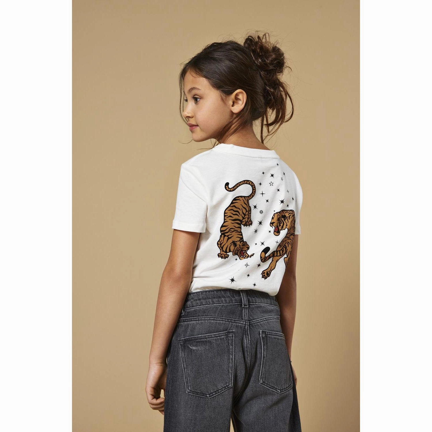 kids ONLY Cloud Dancer Tiger Stars Anna Life Boxy T-Shirt Fresh Trend