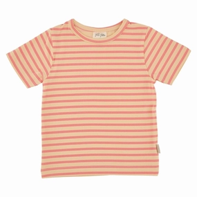 Outdoor Trend Look Cozy Comfort Petit Piao Dark Peach Striped T-shirt Baggy