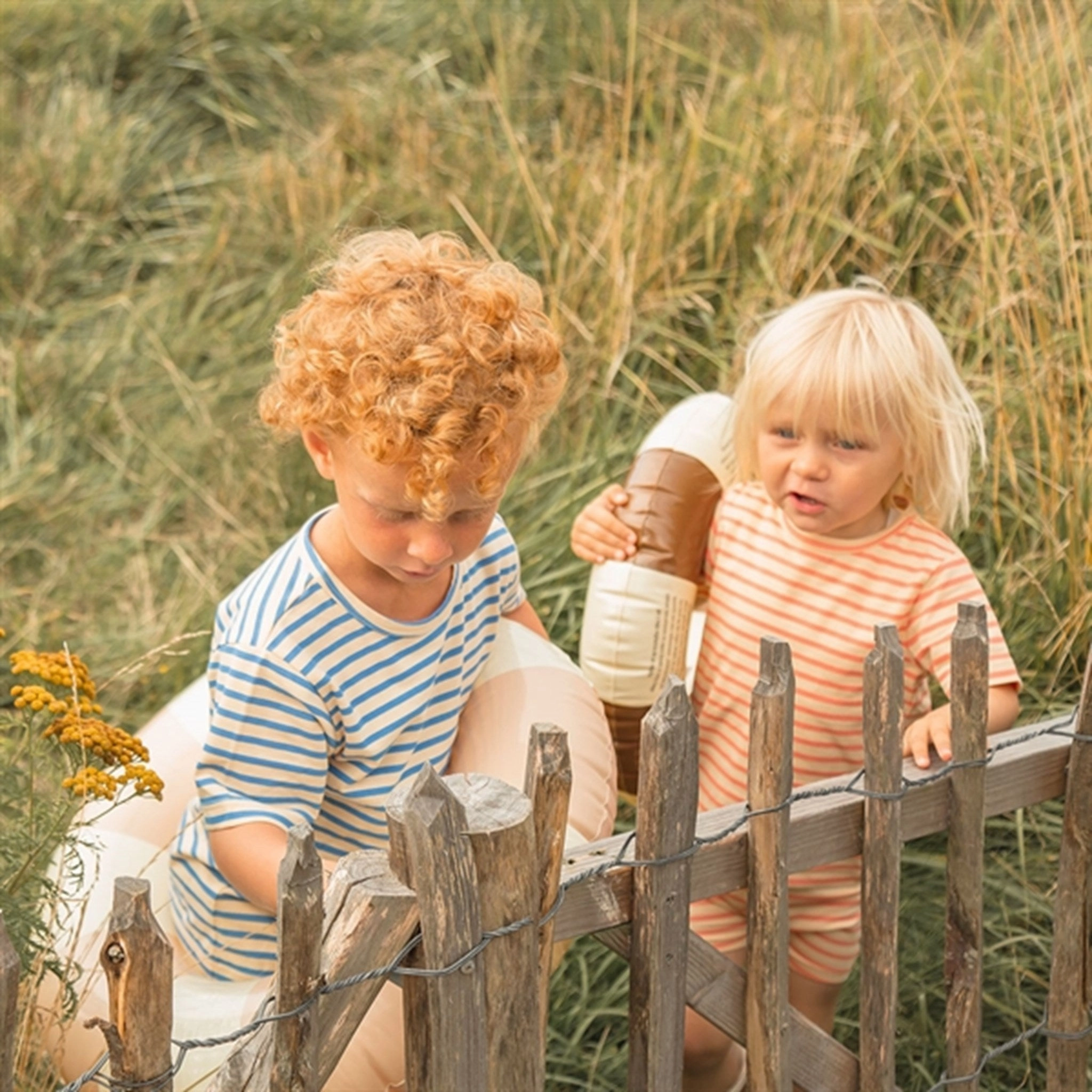 Lightweight Weave Classic Comfort Petit Piao Dark Peach Striped T-shirt Baggy