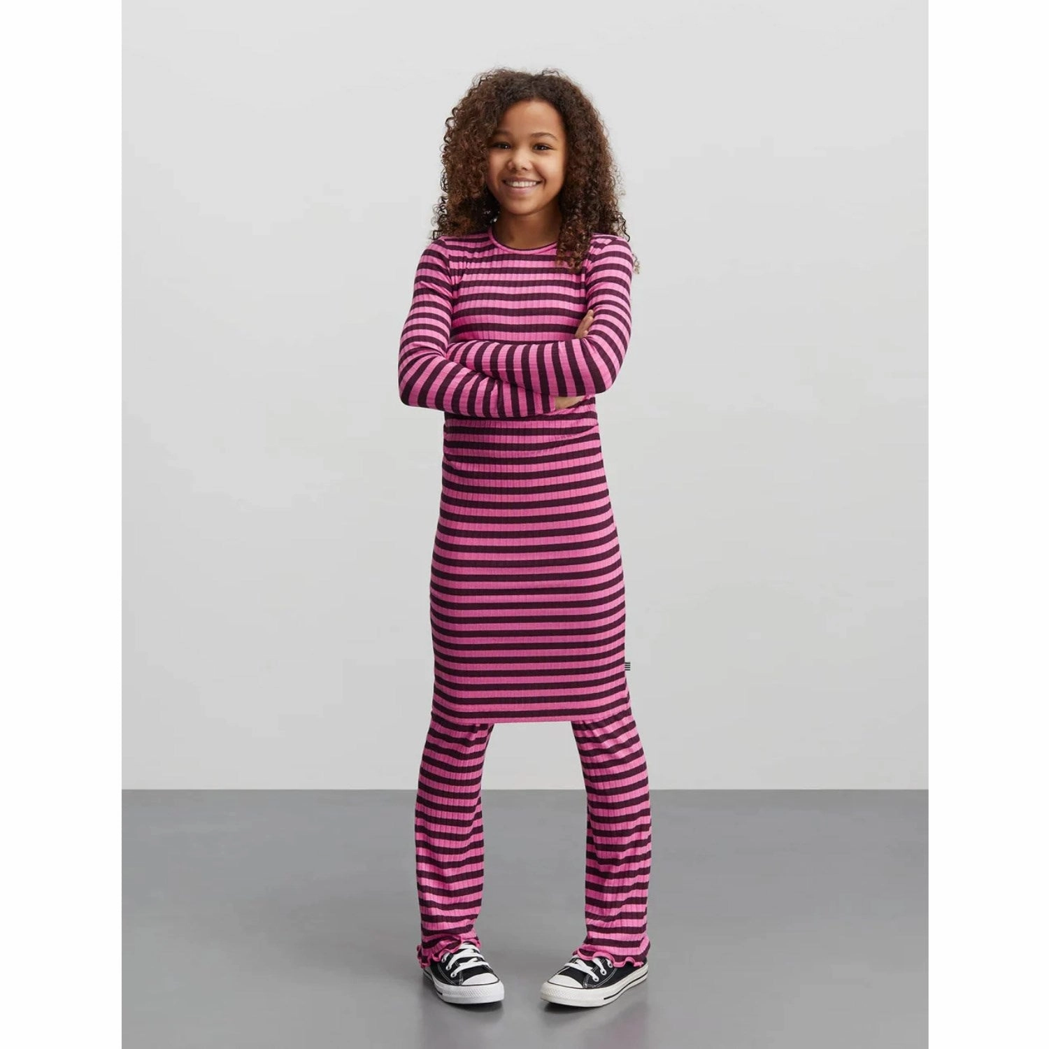 Summer Wear Mads N?rgaard Plum Perfect/Carmine Rose 5X5 Classic Stripe Dubina Dress