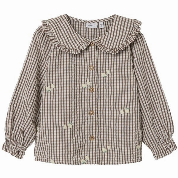 Name it Deep Taupe Derilla Blouse Geometric Design