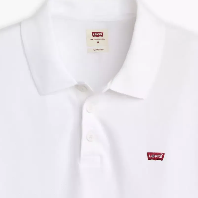 Stretchable Fabric Cotton Blend Levi's Polo manica corta da uomo Housemark 358830003 bianco