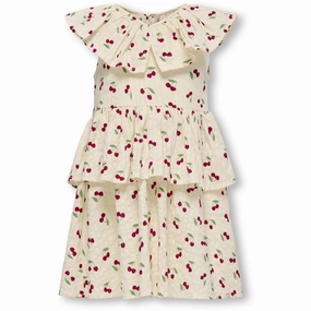 Kids ONLY MINI Whitecap Gray Cherrie AOP Cerise Layered Dress AOP Brunch Fit Clean Base