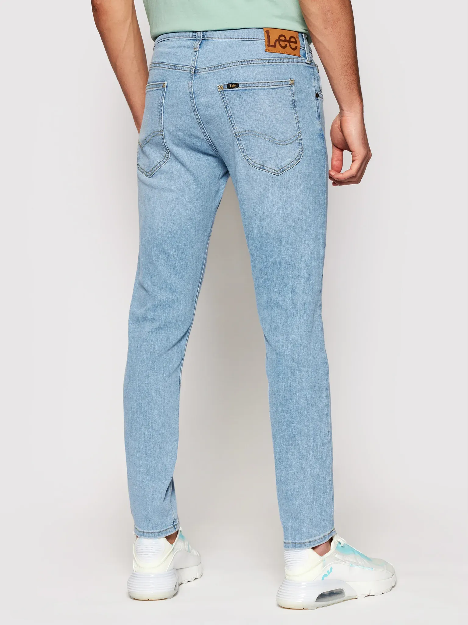 Lee Pantalone da uomo in Jeans Luke slim tapered L719NLUH bleached cody DoubleLayeredKnees AdjustableDrawstring