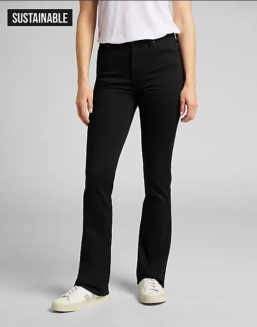 Lee Pantalone jeans da donna a zampa Breese Boot L31TFS47 nero Zip-off legs