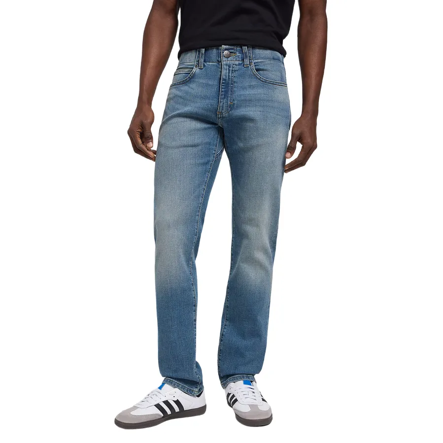 Lee pantalone jeans da uomo Slim Fit MVP Lenny L72ASOPB blu medio slavato Comfortable Movement Raw edge