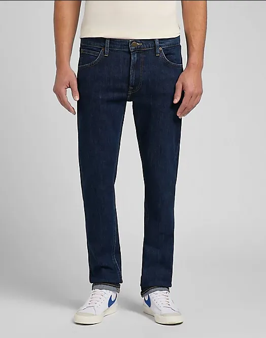 Minimal Look Moisture Management Lee Pantalone Jeans Uomo Daren Zip Fly Low Stretch L707PXXD deep dark stone