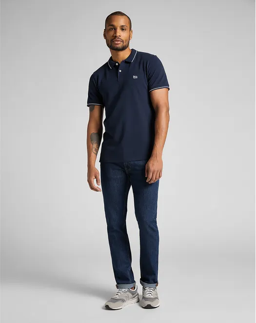 Breathable Cotton Blend Lee Polo in Pique da uomo manica corta L61ARL35 blu