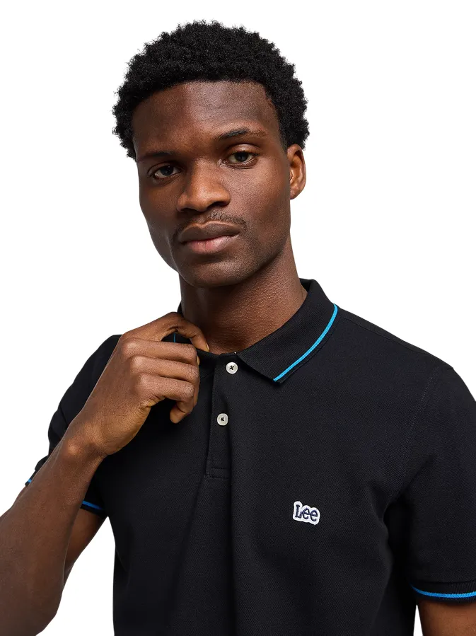 Urban Casual Quick Dry Material Lee polo manica corta da uomo in cotone pique L61ARL01 nero