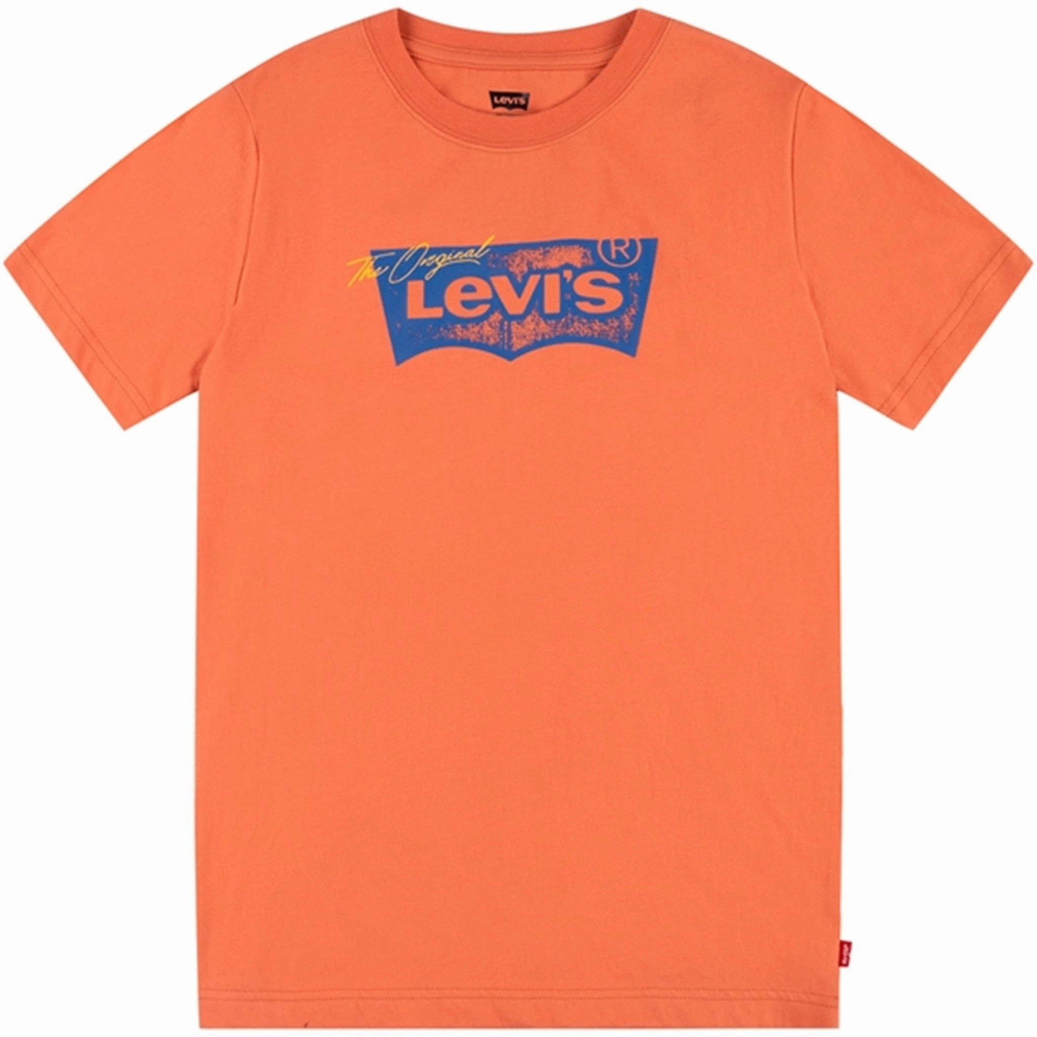 Heathered Texture Seam Free Back Levi's Distressed Batwing T-shirt Orange