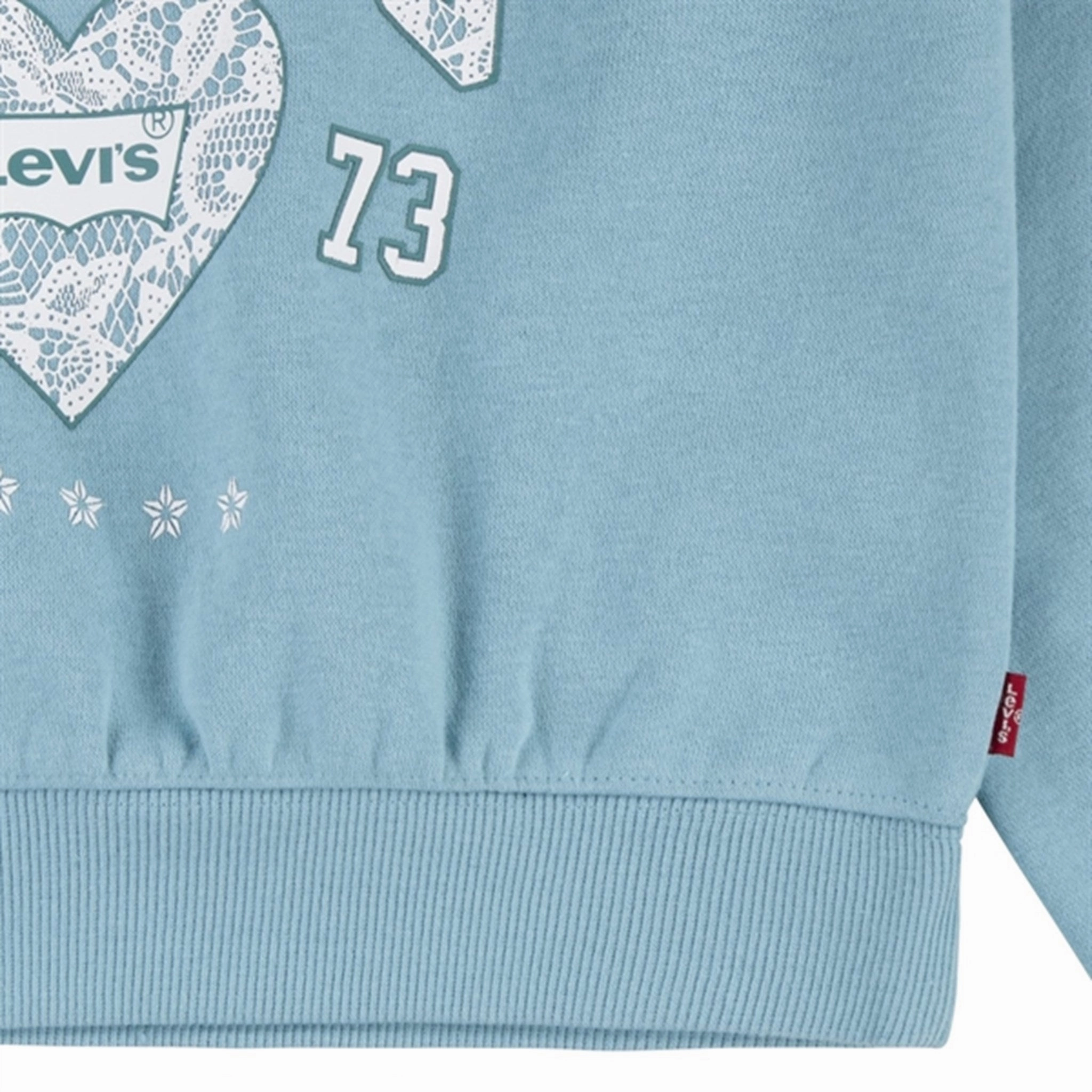 Breathable back panel Levi's Lace Trim V-neck Blouse Aqua Sea Blue