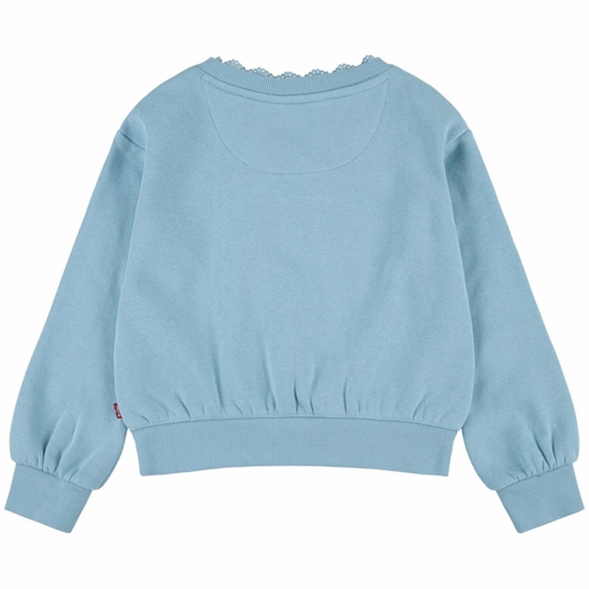 Levi's Lace Trim V-neck Blouse Aqua Sea Blue Flex Fit Collar Mountain Retreat