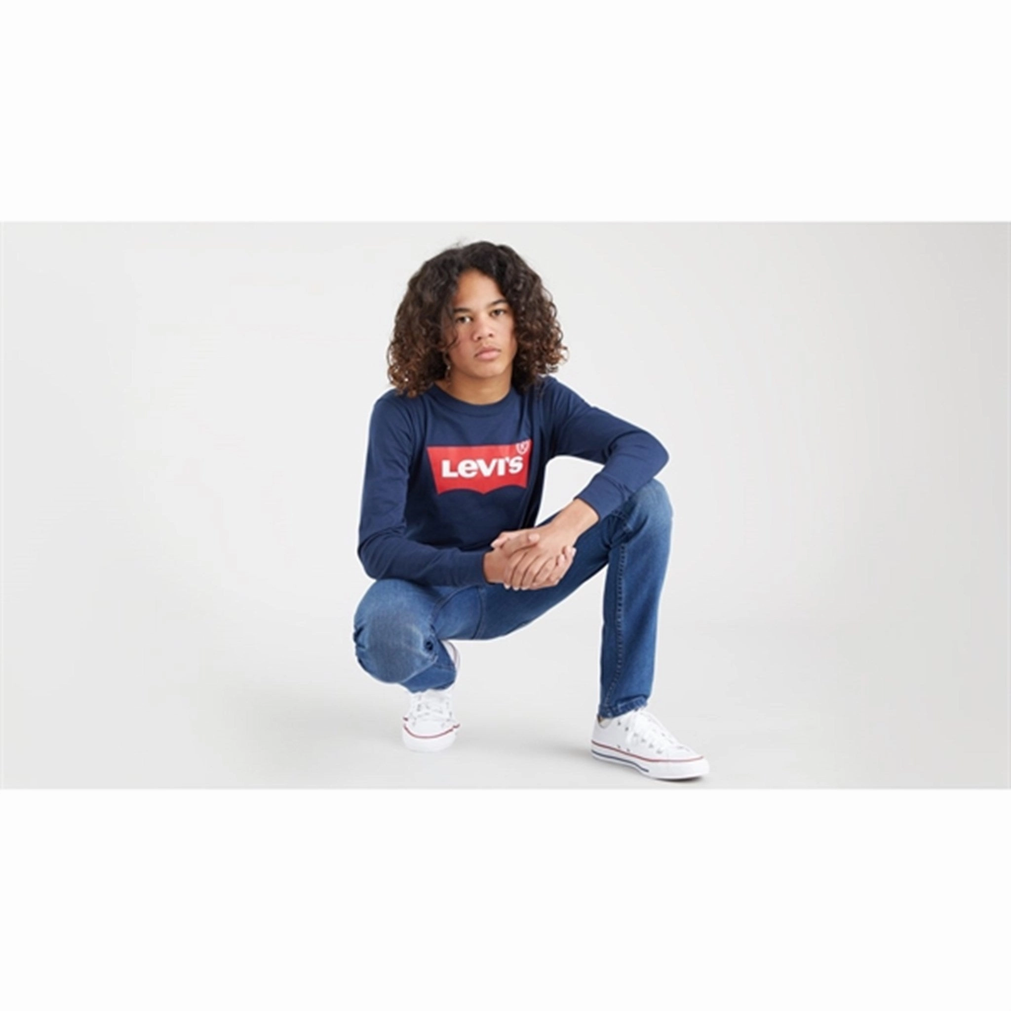 Levi's Long Sleeve Batwing T-Shirt Dress Blues Streetwear Premium Finish