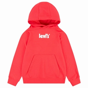 Levi's Poster Logo Pullover Hoodie Red French Terry Cloth