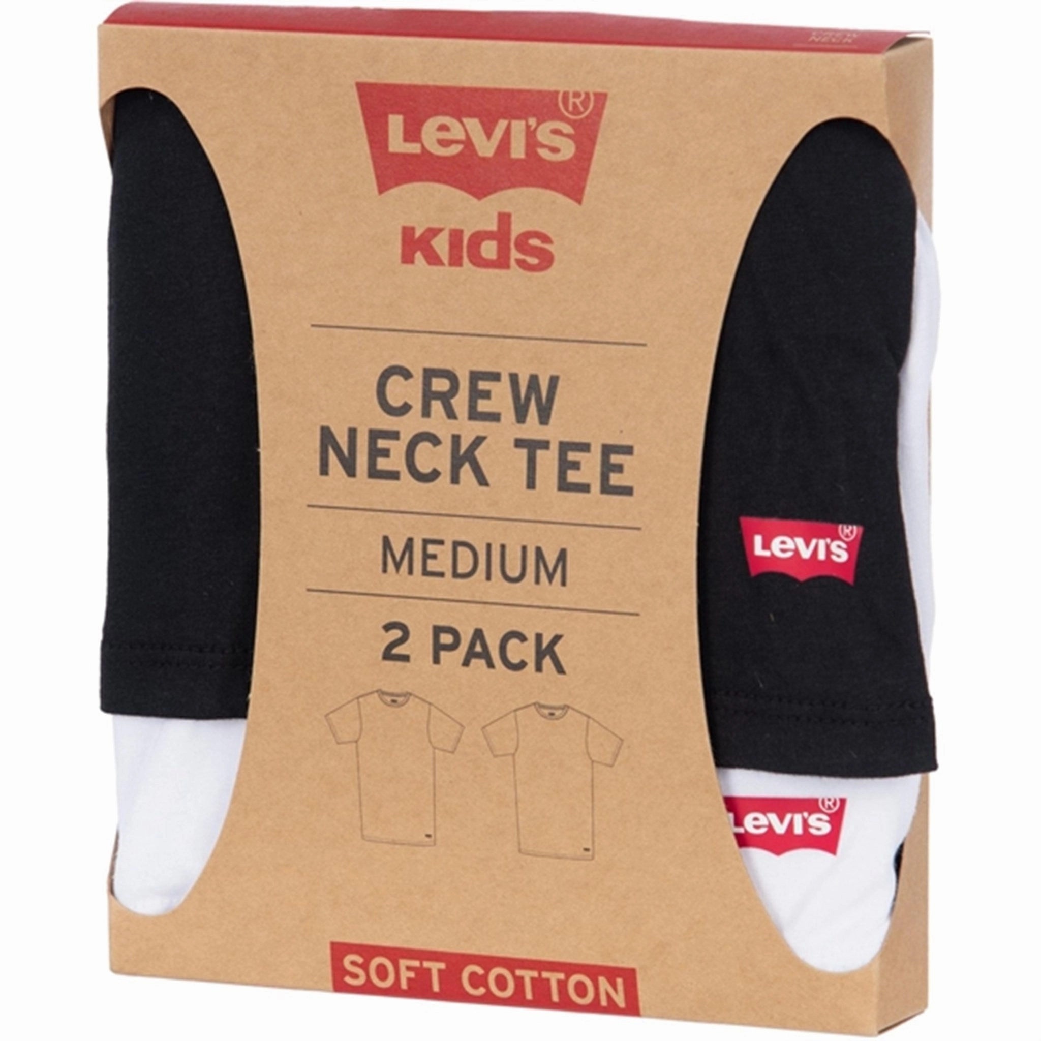 Levi's Short Sleeve Crewneck T-Shirt 2-Pack Black/White Cool and Chic Bold and Comfortable