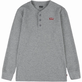 Wrinkle Resistant Levi's Thermal Crew Knit Blouse Grey Heather