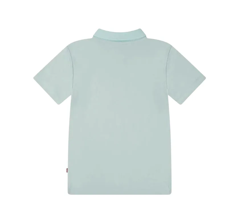 Placket Reinforcement Levi's Kids polo manica corta da ragazzo in cotone pique Back Neck Tape EA893 acqua